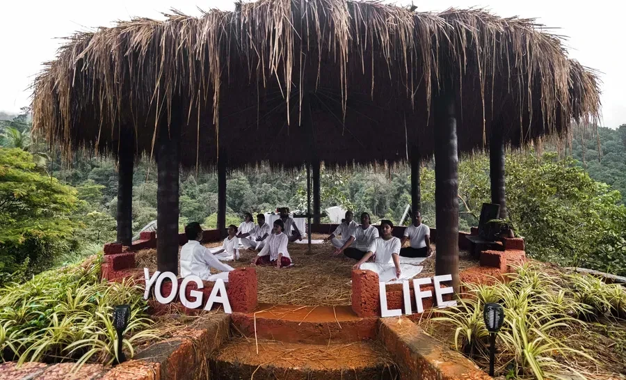 Yoga Life session at the open-air hilltop pavilion